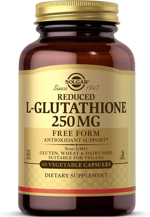 Solgar Reduced L-Glutathione 250 mg, 60 Vegetable Capsules - Antioxidant Support - Non-GMO, Vegan, Gluten Free, Dairy