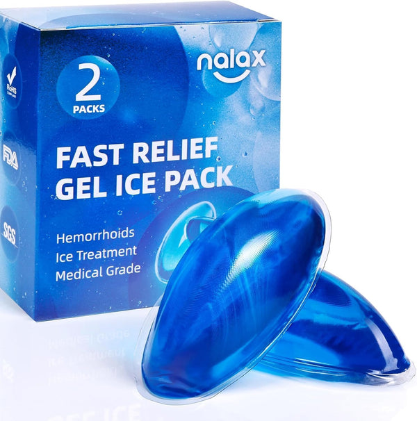 nalax Hemorrhoid Treatment Ice Pack for Fast Relief, Cooling Gel Packs Pads - Ultra-Soft, No Mess, 2 Storage Cases