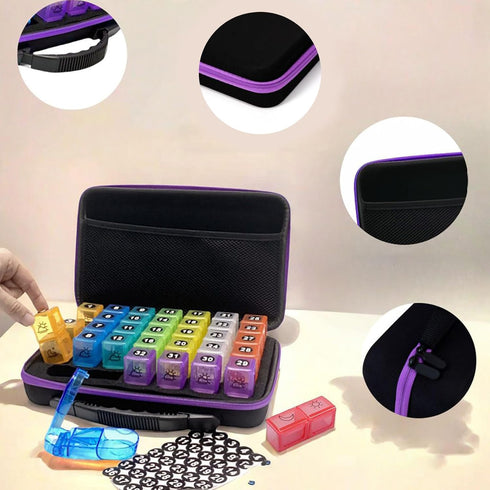 Nuytghr Medicine Pill Organizer, Monthly Tablet Box Travel Case, Weekly Holder, Supplement Dispenser with Numbered Lids