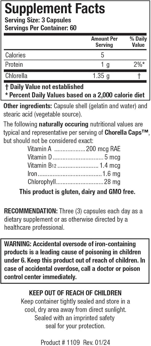 Biotics Research Chlorella Capsules for Digestion, Detox, and Immune Support, 180 Capsules
