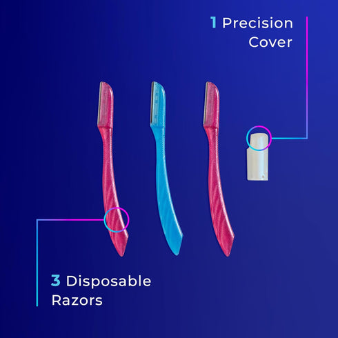 Schick Hydro Silk Touch-Up Dermaplaning Tool, 3ct, Precision Cover, Face Razors for Women, Peach Fuzz Remover