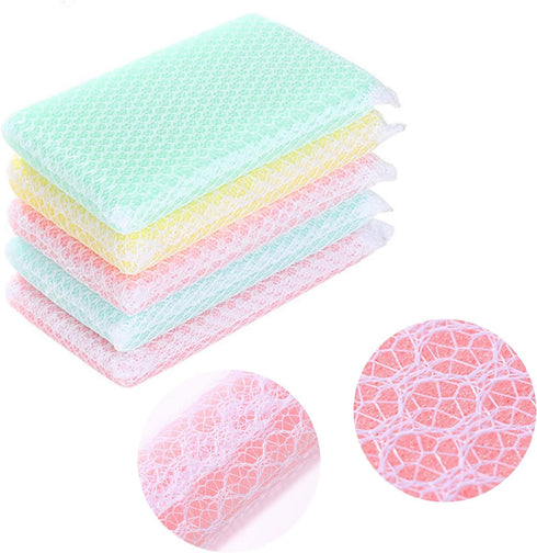 Kitchen Dishwashing Sponge Individually Wrapped, Multi-Purpose Mesh Net Scouring Pad, Odor-Free, 10 Pack for Travel