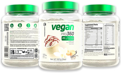 Forzagen Vegan Protein 360, 2 Lbs, 27 Servings, Plant Based Protein from Quinoa, Brown Rice, Pea Isolate, Vanilla