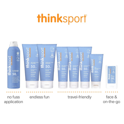 Thinksport SPF 50+ Mineral Sunscreen, 3 Oz, Natural Sunblock for Sports, Water Resistant, Broad Spectrum