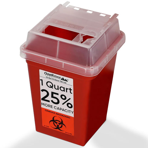 Oakridge Products Sharps Container for Home Use, 1 Quart, Biohazard Needle Disposal