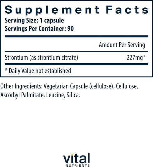 Vital Nutrients Strontium Citrate | Vegan Bone Strength Supplements, 227mg, 90 Capsules