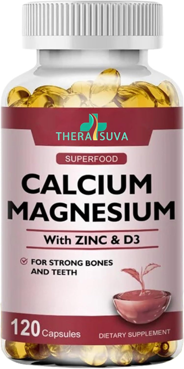 Extra Strength 4-in-1 Calcium + Magnesium + D3 + Zinc Supplement, 120 SoftGels, 60 Day Supply