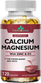 Extra Strength 4-in-1 Calcium + Magnesium + D3 + Zinc Supplement, 120 SoftGels, 60 Day Supply