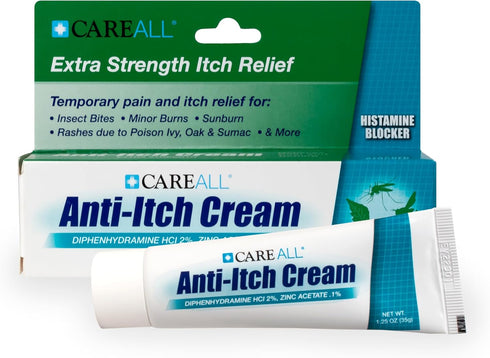 CareAll Anti-Itch Cream 1.25oz - Histamine Blocking Topical Analgesic & Skin Protectant for Itch Relief