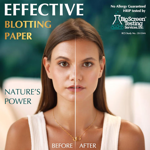 Natural Green Tea Oil Blotting Sheets for Face, 25% Larger, 100 Makeup Friendly Oil Absorbing Papers