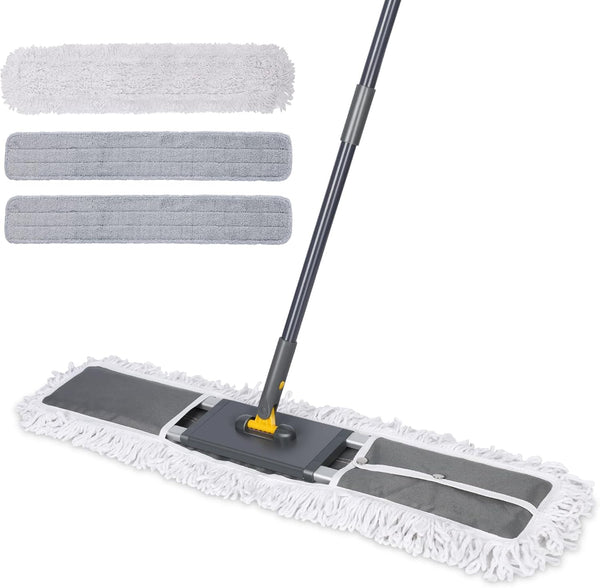 MASTERTOP Professional Industrial Dust Mop with 3 Microfiber Mop Pads and Telescopic Aluminum Handle