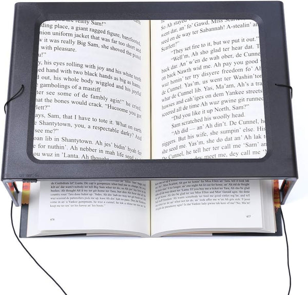 Hands-Free Magnifying Glass, Large 3X Rectangular LED Lighted Magnifier, Portable for Elder