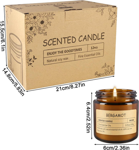 TLNFHRPI 12 3.05oz, Pcs Scented Candles with Added Natural Essential Oils, Suitable for Various Festivals, Parties