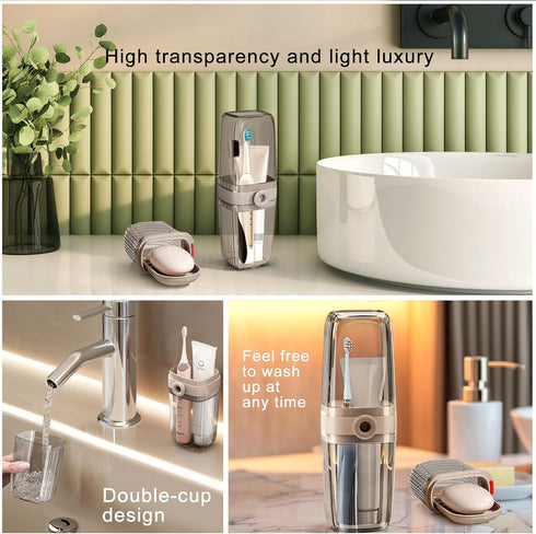 WOKNOW Toothbrush Travel Case and Soap Travel Case, Leakproof Soap Container with Cover, Portable Toothbrush Holder