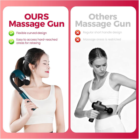 Veefy 4 Deep Tissue Massage Gun for Back & Full Body Long Handle Percussion Muscle Massager with Replaceable Heads