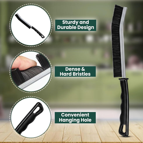 Solvra Set 6Pcs Crevice Cleaning Brush Hard Bristle Cleaning Tools for Grout, Tile Floors, Gaps & Narrow Spaces Small