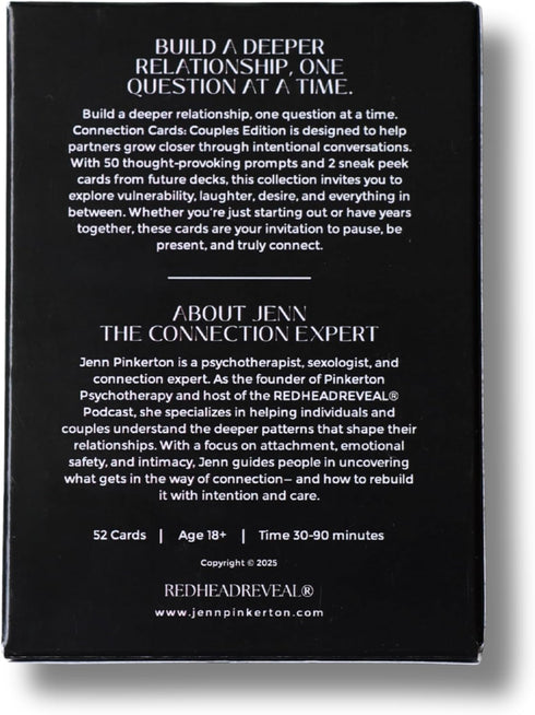 REDHEADREVEAL 52 Connection Cards Couples Edition, Conversation Cards for Relationship Building, Date Night Activity