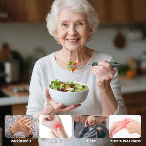 SINHJX 4 45 Pcs Adaptive Utensils for Elderly, Angled Built Up Handle Utensils for Adults, Arthritis Silverware