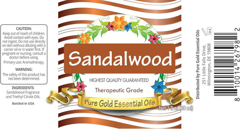 Pure Gold Sandalwood Essential Oil, 30ml (1 fl oz)
