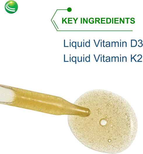 Nutra Biogenesis Vitamin D3/K2 Emulsion, Liquid Vitamin D Drops with MCT Oil, 1 Fl Oz Bottle