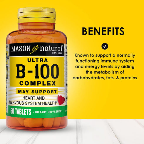 MASON NATURAL Ultra B100 Complex, 100 Day Supply for Normal Immune Support and Energy Metabolism