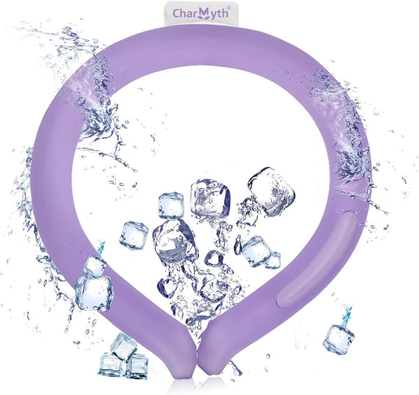 Neck Cooling Tube Reusable Ice Cooler Ring, Instant Cooling Below 15°C for Summer Outdoor & Indoor Use (Purple)