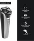 MEMBERS ONLY Electric Razor for Men, Lithium Metallic Cordless Rotary Shaver with 3 Heads, Precision Trimming, IPX6