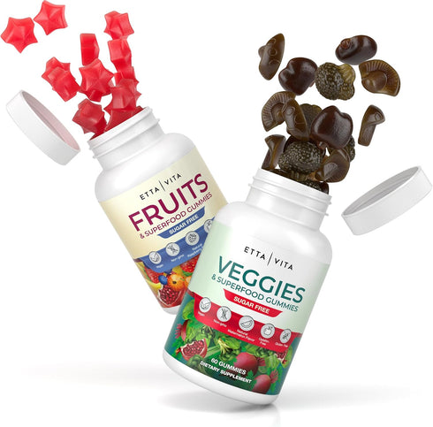 Everyday Debloat & Detox Gummies - Sugar-Free Fruits and Veggies Supplement, 120 Chews, Vegan