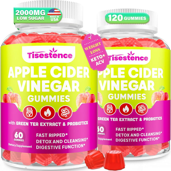 Tisestence Apple Cider Vinegar Gummies, Keto ACV Gummies for Women and Men, Apple