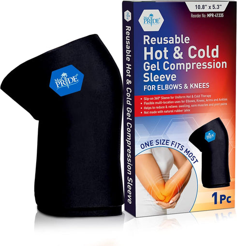MED PRIDE Reusable Hot & Cold Gel Compression Sleeve - Pain Relief Ice Pack Wrap for Elbows, Arms, Knees, and Ankles