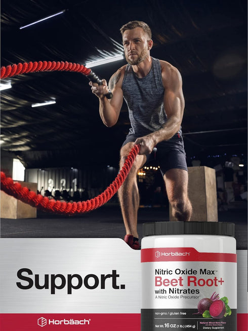 Horbaeach Nitric Oxide Beet Root Powder, 16 oz (454g), Mixed Berry Flavor, Vegan, Non-GMO, Gluten Free Supplement