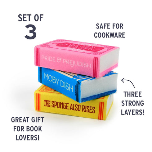 Genuine Fred Neat and Novel, Book Kitchen Sponges, Set of 3