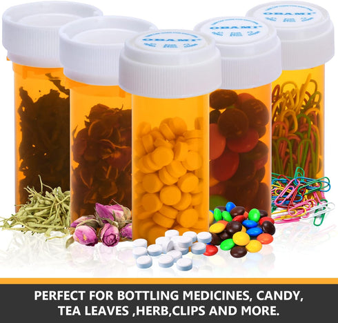 Plastic Empty Pill Bottles with Double Sided Use (Child Resistant & Easy Open) Caps - Medicine Container Pill Cases