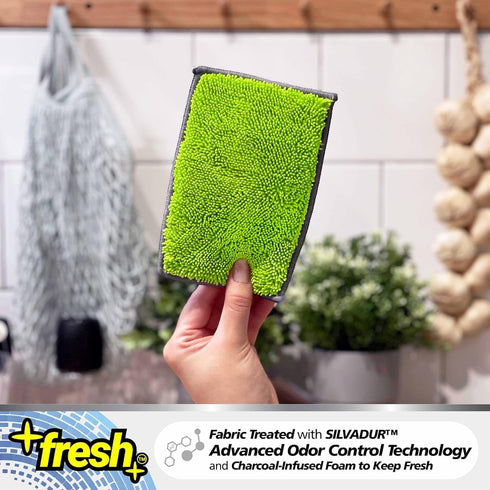 Fresh Professional Microfiber Sponge Cloths, 6-Pack with SILVADUR Odor Control Technology