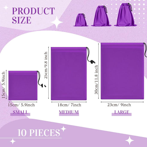 Toy Storage Bag Adult Microfiber Drawstring Bags Adjustable Small Cloth Pouch Foldable Ditty Bag for Game Toy Cosmetic Glass (Purple,Mixed Sizes)