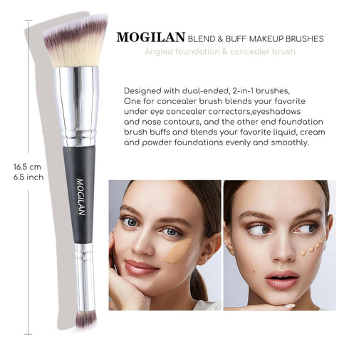 Professional Dual-Ended Makeup Brush for Buffing, Blending Foundation, Concealer, and Cream Products
