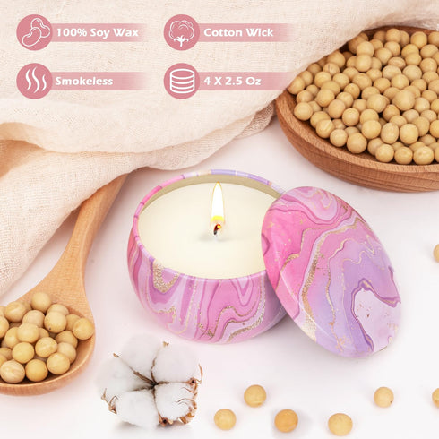 Set 4 Pack, 80 Candles Gift for Women, Aromatherapy Candles for Home Scented Hours Long Lasting, Womens Gifts