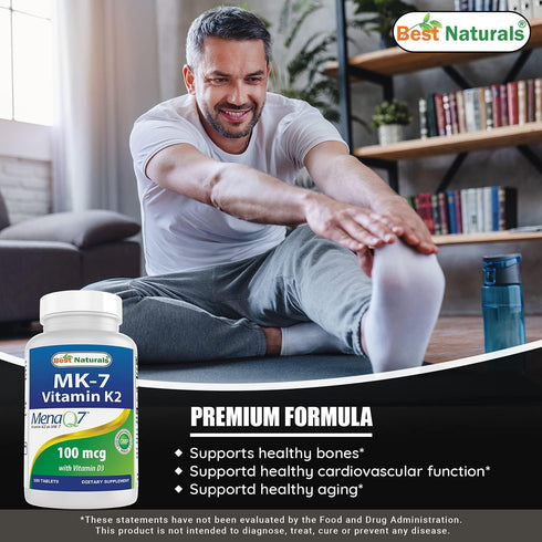 Best Naturals Vitamin K2 (MK7) with D3, 180 Tablets for Bone & Heart Health (5000 IU D3 & 100 mcg K2 MK7)