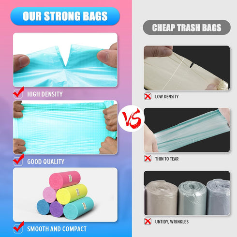 150 Count 4 Gallon Small Trash Bags, Colored Unscented Leak-proof Bathroom Garbage Bags for Office Bedroom