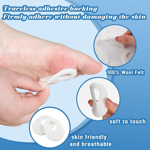 WILLBOND 120 Pcs Soft Felt Callus Pads, Oval Shape Corn Pads for Bottom of Foot, Adhesive Foot Corn Pads for Men &