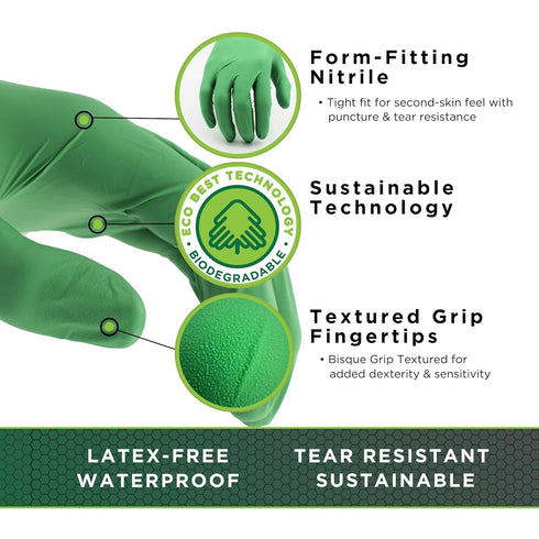 SHOWA 6110PF Disposable Nitrile Safety Gloves, Latex-Free, Powder-Free, Large, 4 Mil, 9.5" Length, 100 Gloves