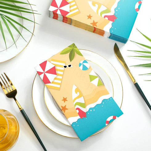 200 Pcs Summer Beach Napkins Disposable Hand Towels for Bathroom Decorative Beach Dinner Napkins Beach Guest Napkins Paper Hand Towels for Summer Wedding Party Bridal Supplies (Beach) by Spiareal