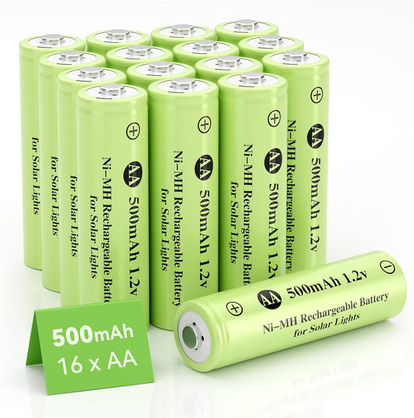 Hronn Ni-MH AA Rechargeable Batteries, 16 Pack Double A 1.2V 500mAh Battery for