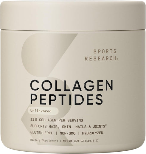 Sports Research Collagen Peptides, Hydrolyzed Type 1 & 3 Collagen Powder Protein Supplement for Healthy Skin