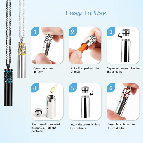 Essential Oil Diffuser Necklaces for Women, 2PCS Stainless Steel Locket Pendant with 20 Felt Pads, Gift Set