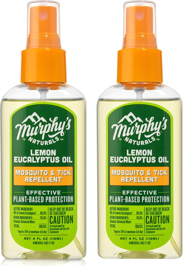 Murphy's Naturals Lemon Eucalyptus Oil Insect Repellent Spray | DEET-Free, Plant-Based, 4 Ounce Pump Spray, 2 Pack