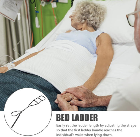 ZUNOXAZ Adjustable Bed Ladder for Elderly and Disabled, Sit up Assist Belt with Pull up Strap, Black Physiotherapy Aid