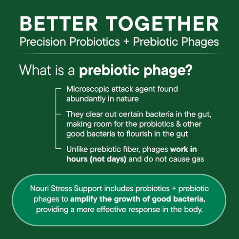 Nouri Stress Support Daily Prebiotic & Probiotic Capsules - Plant-Based Omega Oil for Cortisol Management