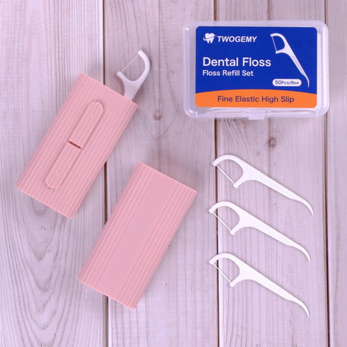 Pink Dental Floss, 2 Pack 10 Count & 50 PCS/Box, Total 70 Picks for Portable Oral Care