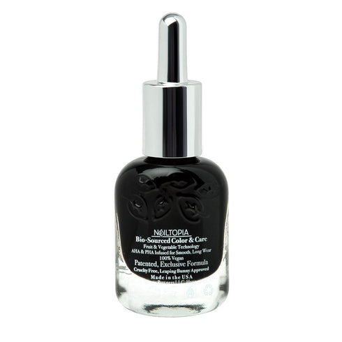 Nailtopia Respect Plant-Based Chip Free Nail Lacquer - Non Toxic, Long-Lasting, Strengthening Polish - Black - 0.41oz